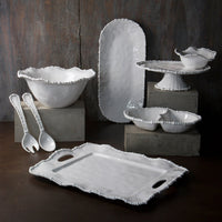 White Alegria Large Oval Serving Platter - Platter Detail | Bone & Brass