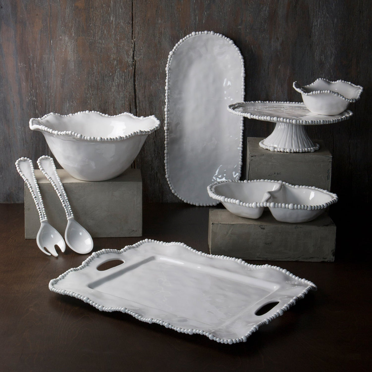 Alegria White Pedestal Cake Plate - Pedestal Top View | Bone & Brass