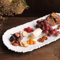 White Alegria Large Oval Serving Platter - Platter Top View | Bone & Brass