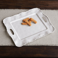 Vida Alegria Rectangular Tray Handles White - Tray Detail | Bone & Brass