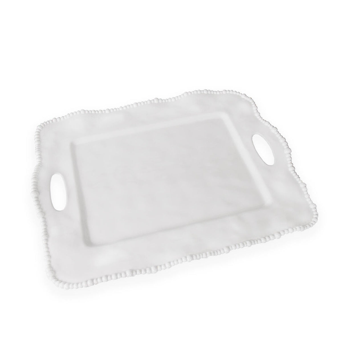 Vida Alegria Rectangular Tray Handles White | Bone & Brass