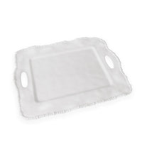 Vida Alegria Rectangular Tray Handles White | Bone & Brass