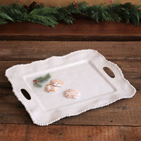 Vida Alegria Rectangular Tray Handles White - Tray Detail | Bone & Brass