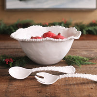 Vida Alegria Large Bowl White - Bowl Top View | Bone & Brass