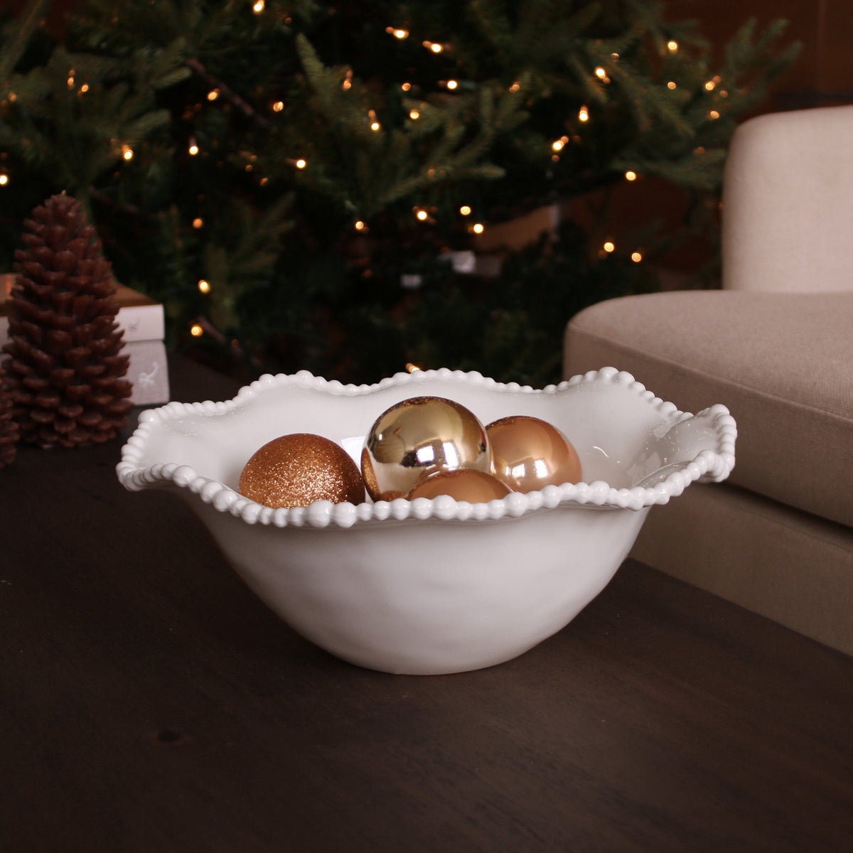 Vida Alegria Large Bowl White - Bowl View | Bone & Brass