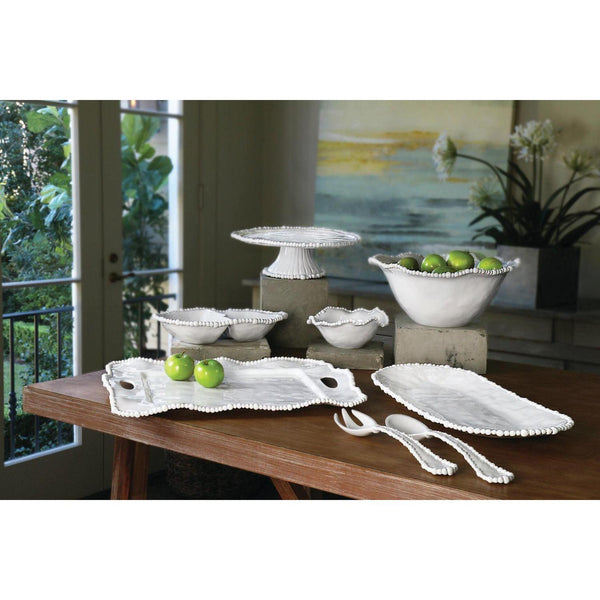 Vida Alegria Large Salad Servers (White) - Set Detail | Bone & Brass