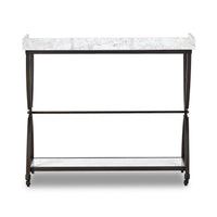 White Marble & Bronze Iron Bar Serving Table