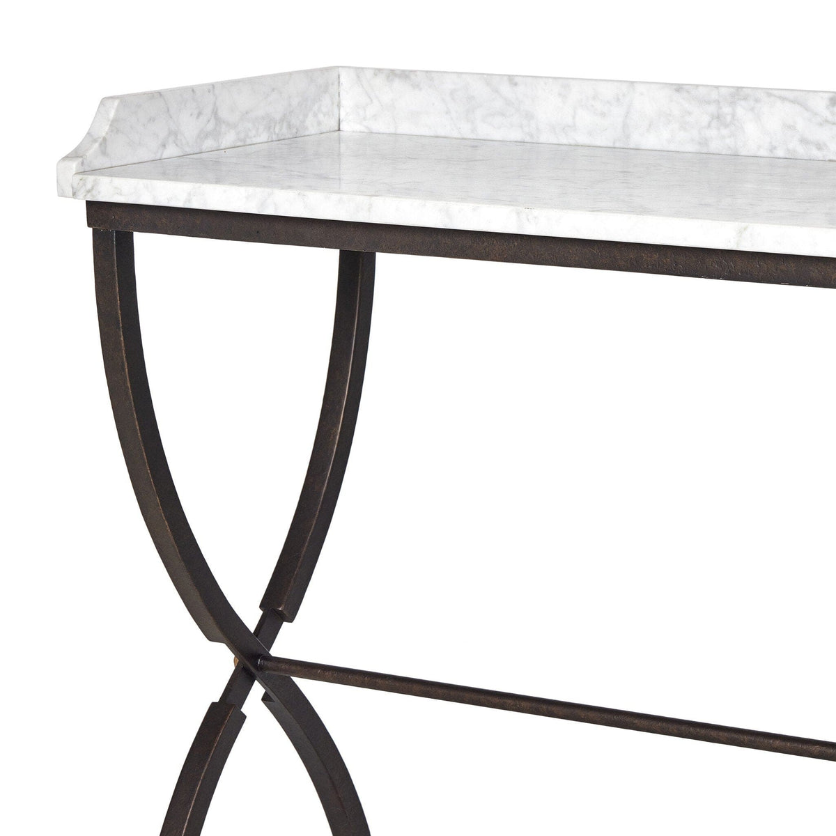 White Marble & Bronze Iron Bar Serving Table