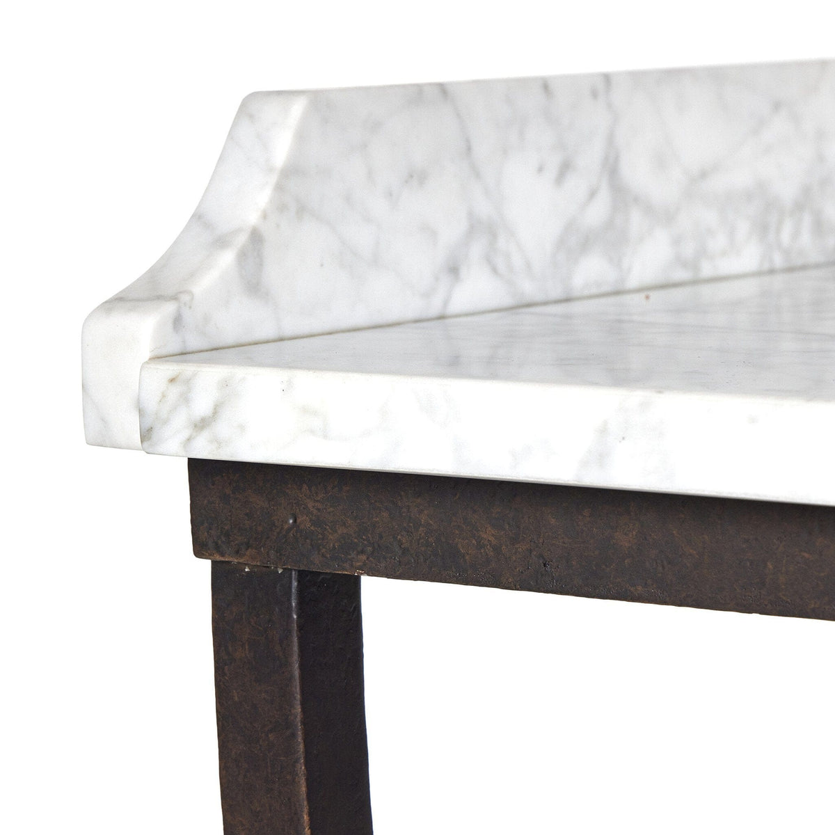 White Marble & Bronze Iron Bar Serving Table