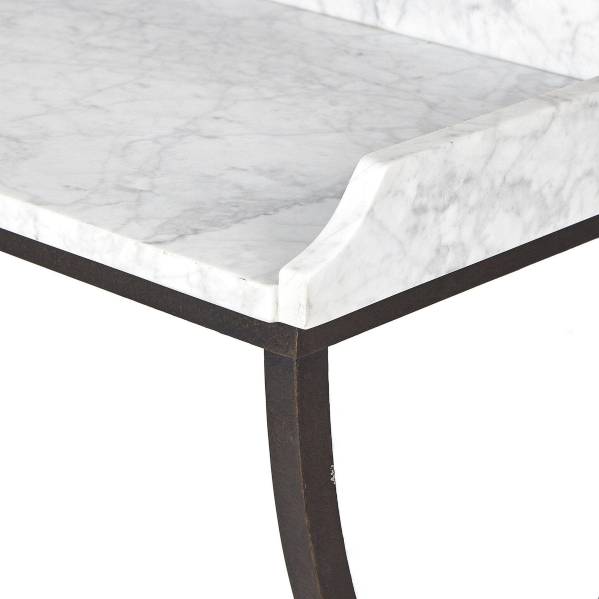 White Marble & Bronze Iron Bar Serving Table