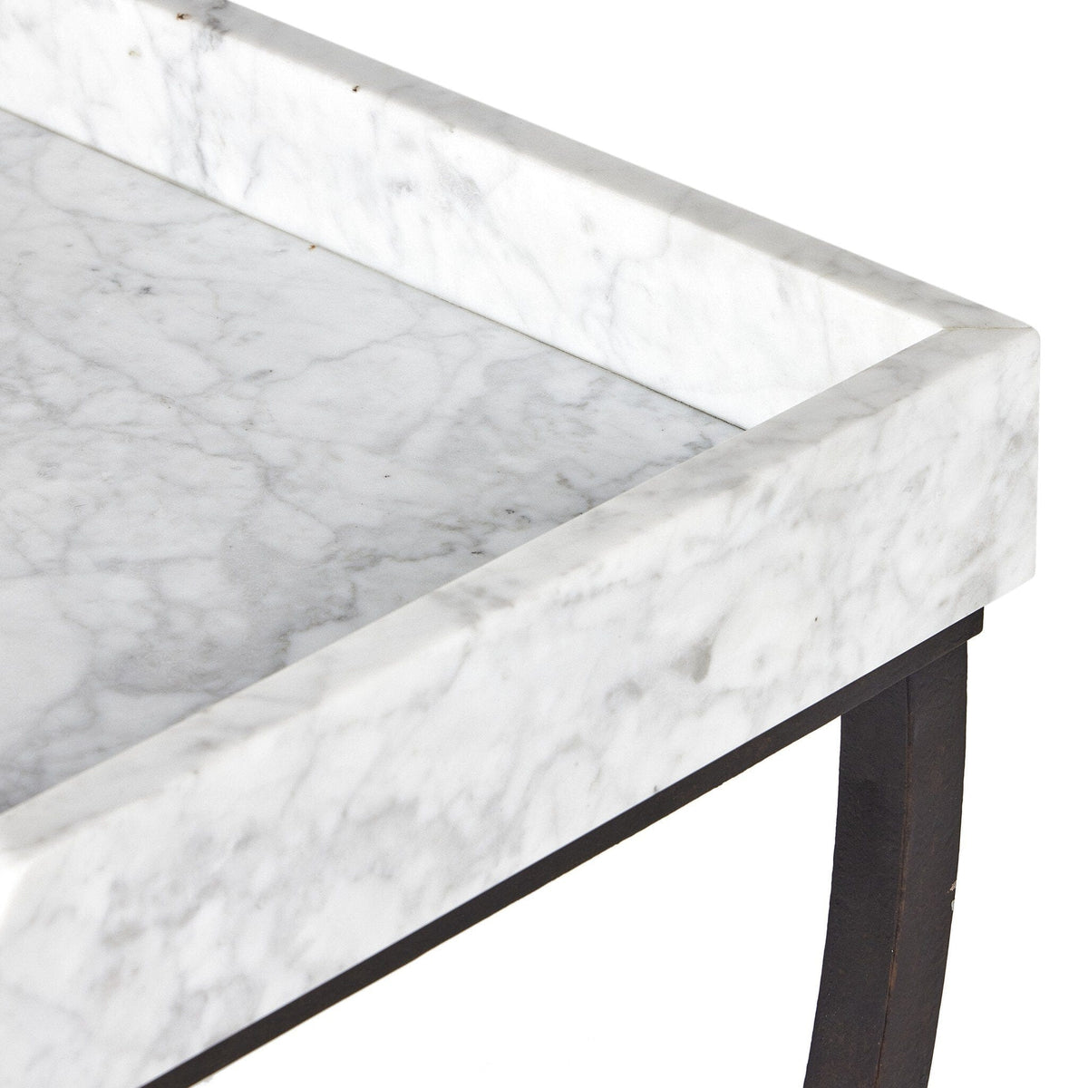 White Marble & Bronze Iron Bar Serving Table