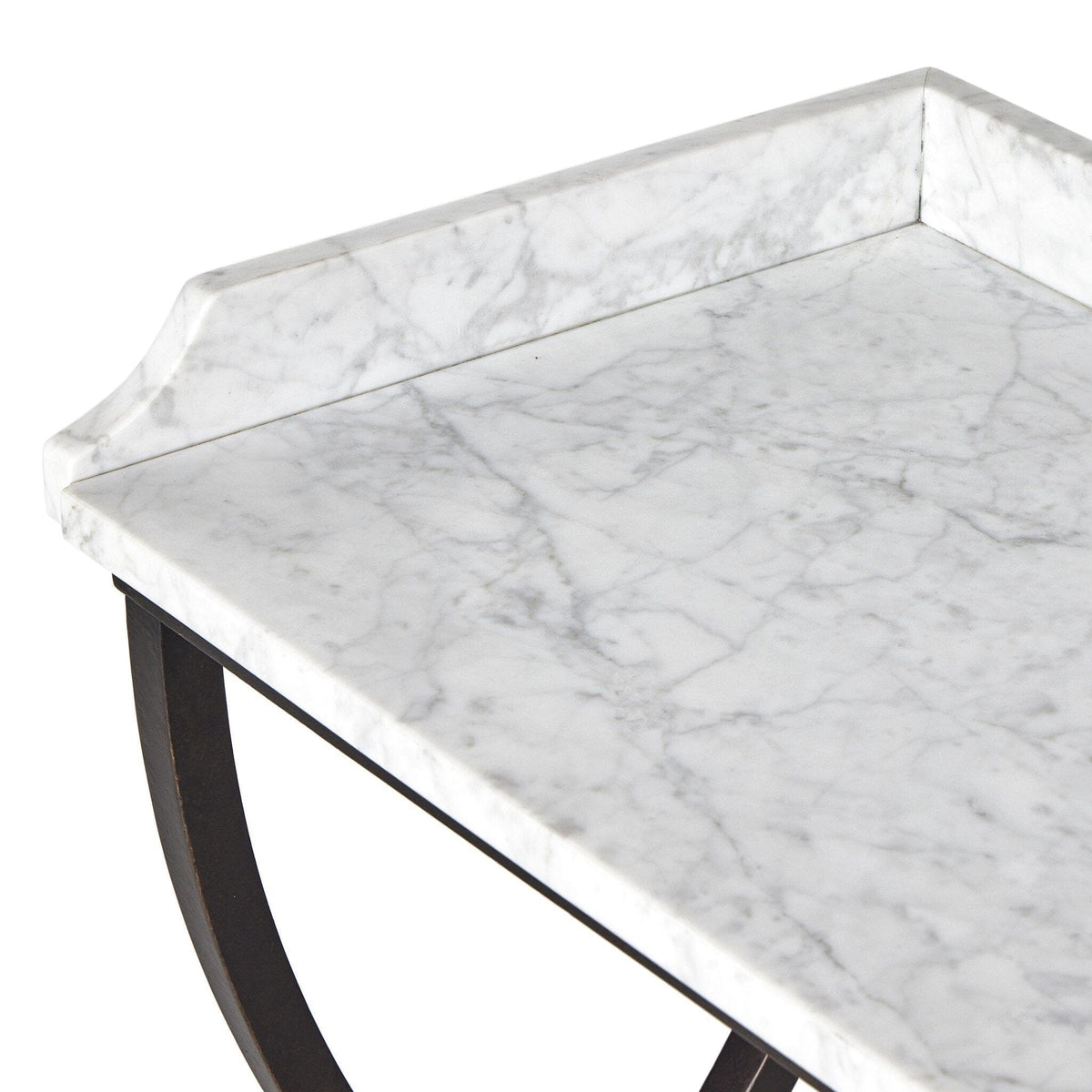 White Marble & Bronze Iron Bar Serving Table