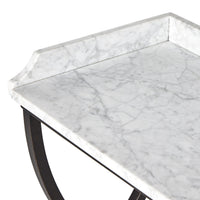 White Marble & Bronze Iron Bar Serving Table