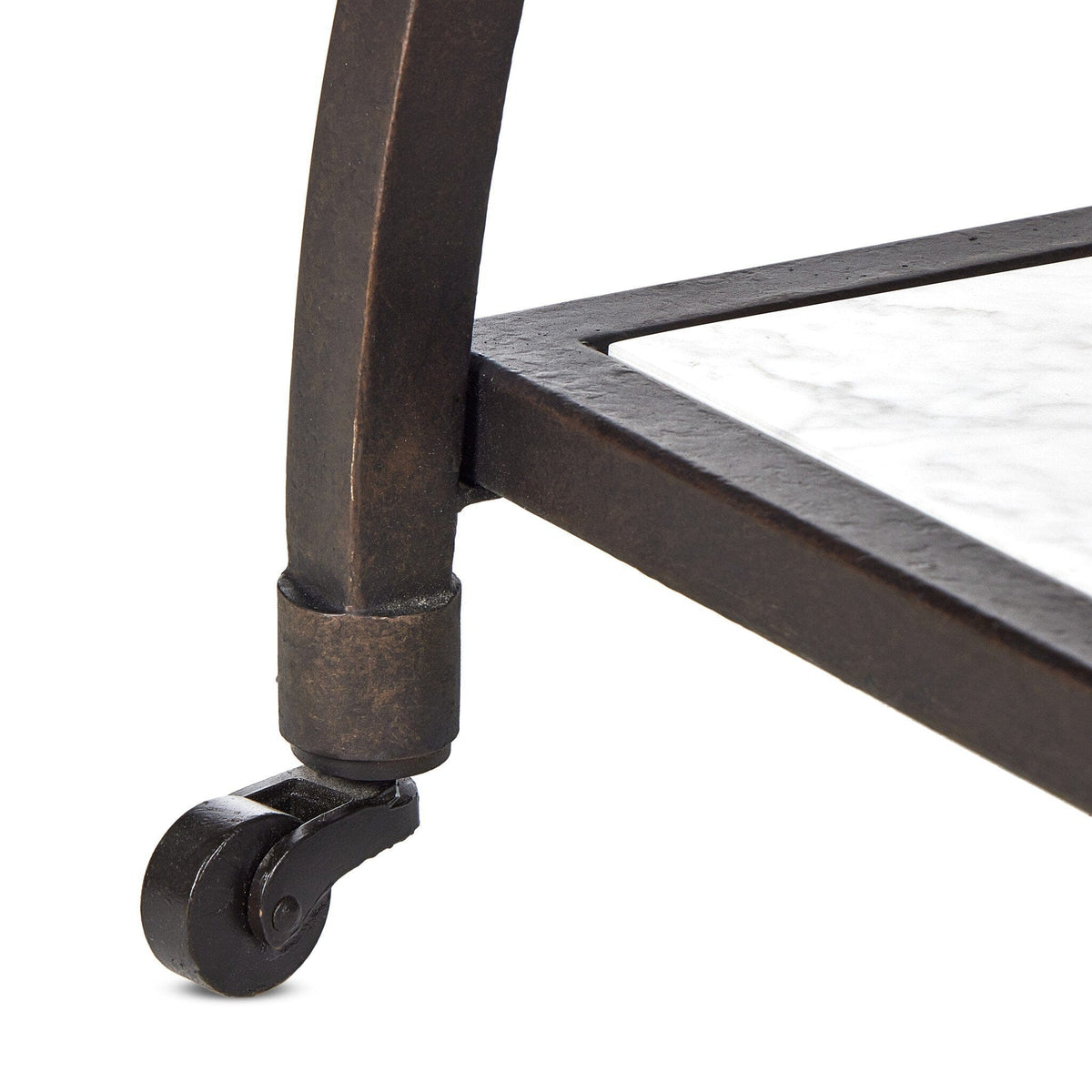 White Marble & Bronze Iron Bar Serving Table