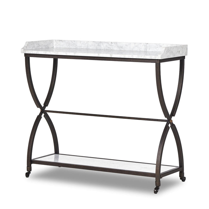 White Marble & Bronze Iron Bar Serving Table