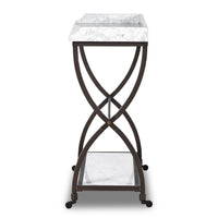 White Marble & Bronze Iron Bar Serving Table