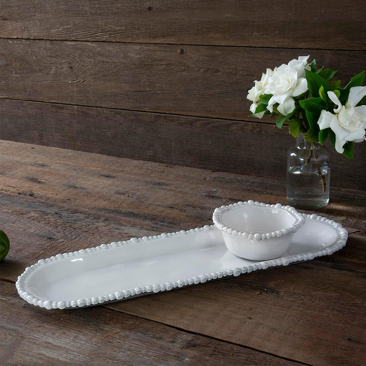 White Alegria Baguette Platter White - Platter Top View | Bone & Brass
