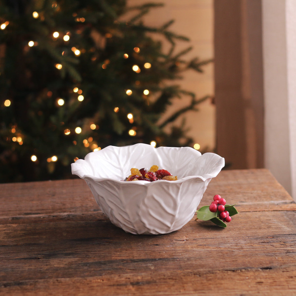 White Lettuce Dinner Bowl - Bowl Top View | Bone & Brass
