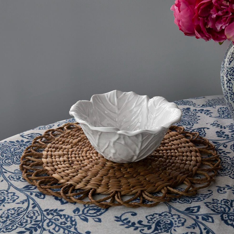 White Lettuce Dinner Bowl - Bowl Detail | Bone & Brass
