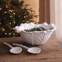 White Lettuce Large Salad Servers - Handle Detail | Bone & Brass