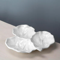 White Lettuce Triple Dip Serving Bowls - Bowl Top View | Bone & Brass