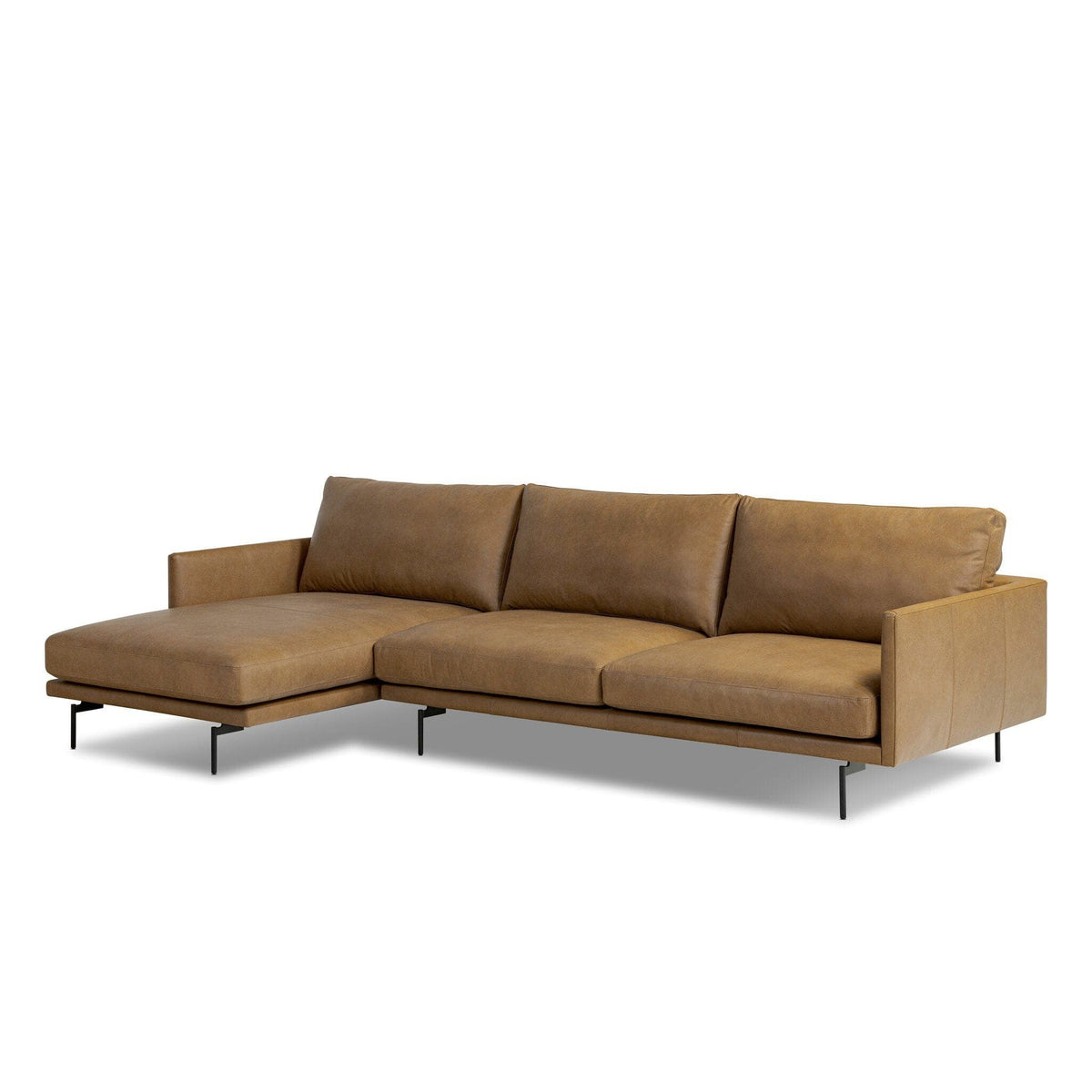 Mari Camel Leather LAF 2-Piece Sectional