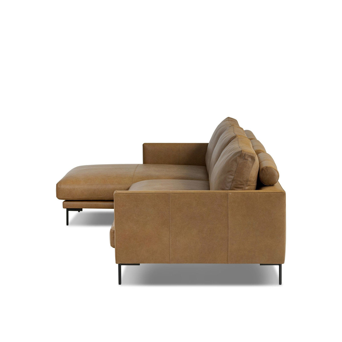 Mari Camel Leather LAF 2-Piece Sectional