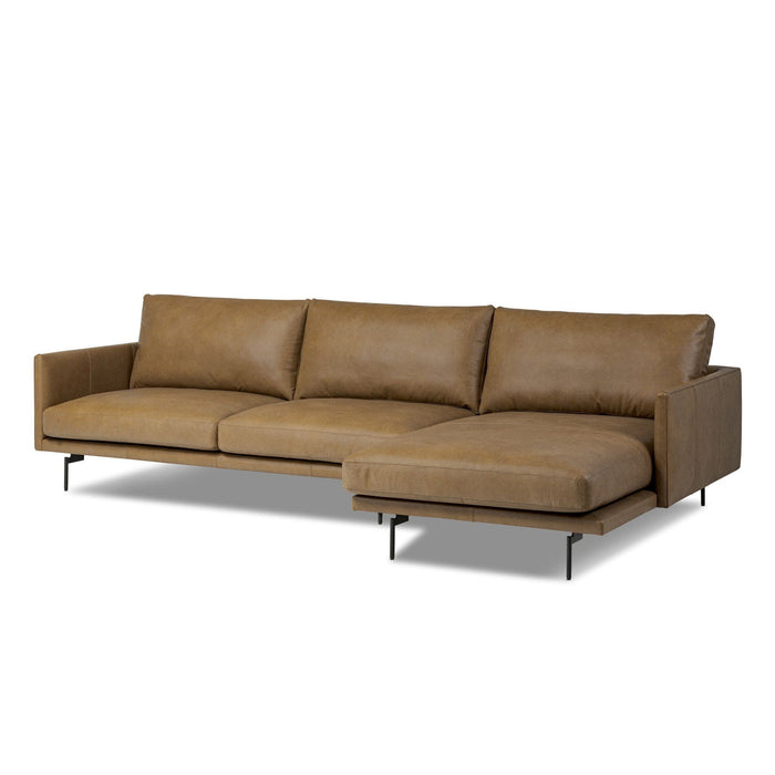 Mari Camel Leather RAF 2-Piece Sectional