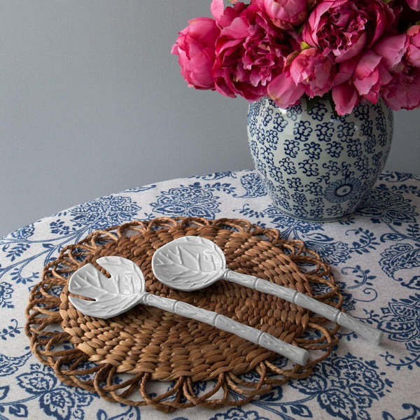 White Lettuce Large Salad Servers - Set Detail | Bone & Brass