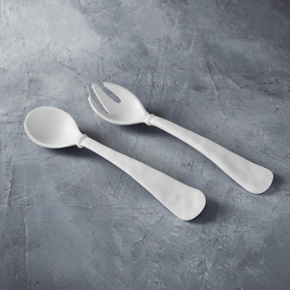 Vida Nube Large Salad Servers (White) - Handle Detail | Bone & Brass