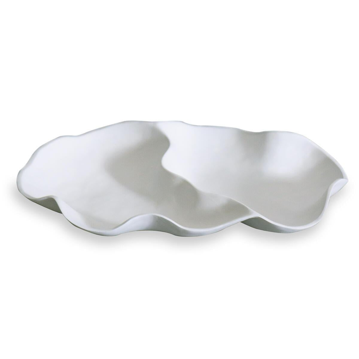 White Nube Large Double Dip Serving Bowl | Bone & Brass