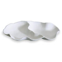 White Nube Large Double Dip Serving Bowl | Bone & Brass