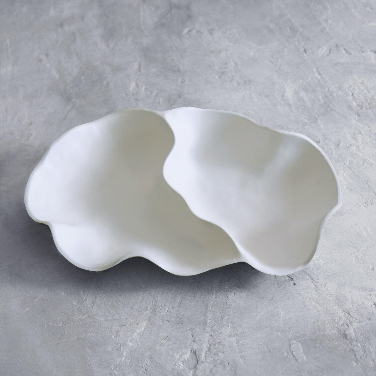 White Nube Large Double Dip Serving Bowl - Bowl Detail | Bone & Brass