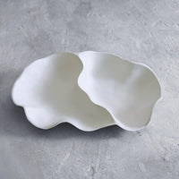 White Nube Large Double Dip Serving Bowl - Bowl Detail | Bone & Brass