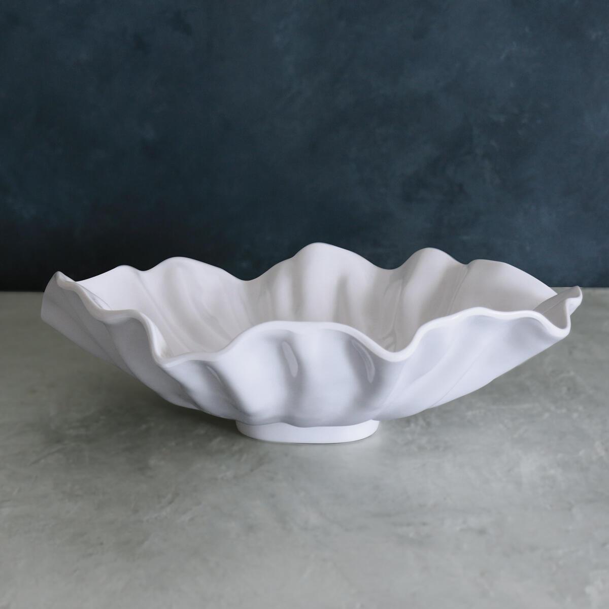 Vida Bloom Large Bowl (White) - Bowl Top View | Bone & Brass
