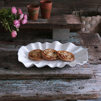 Vida White Bloom Large Oval Serving Platter - Platter Detail | Bone & Brass