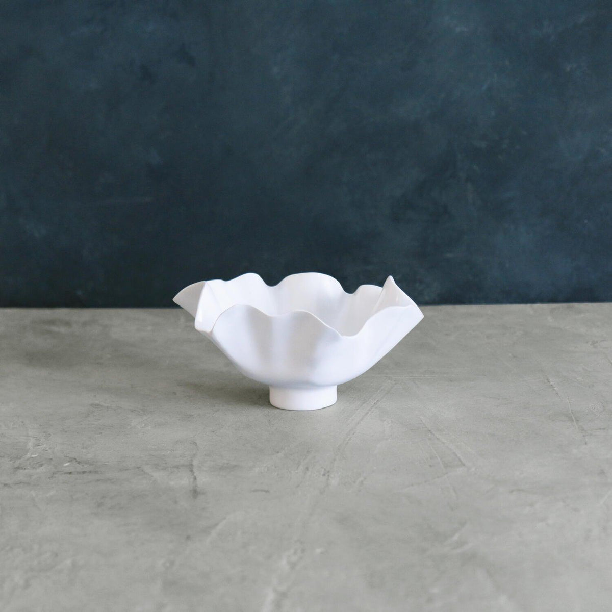 Vida Bloom Small Deep Bowl (White) - Bowl Top View | Bone & Brass