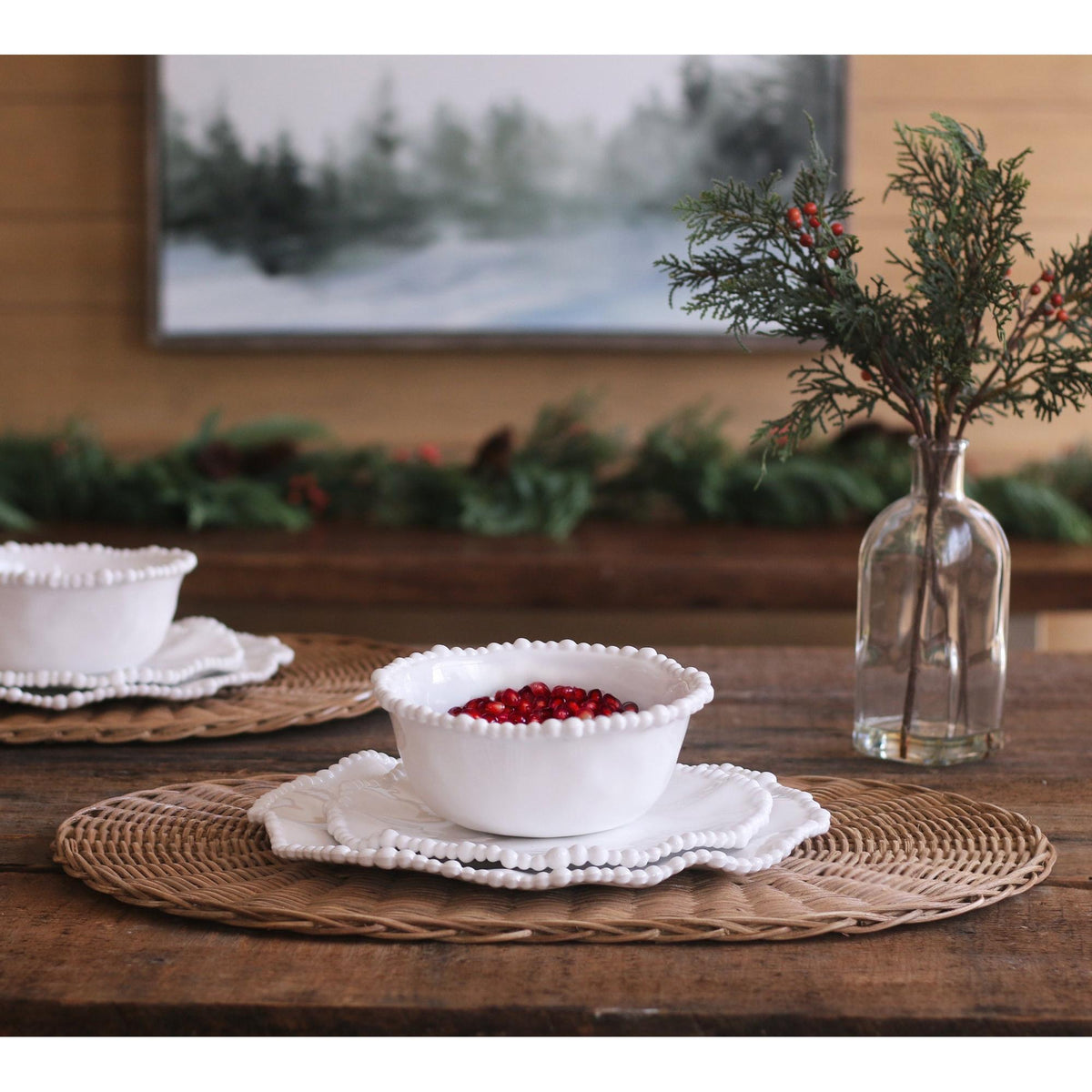 VIDA Alegria White Salad Plate Set of 4 - Plate Top View | Bone & Brass
