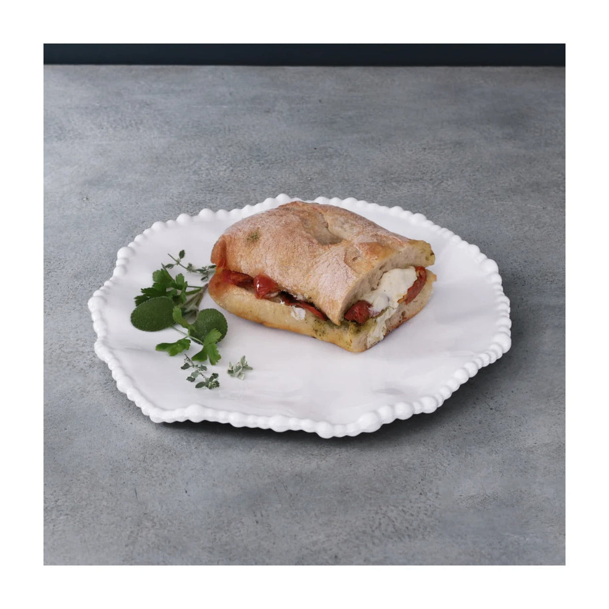 VIDA Alegria White Salad Plate Set of 4 - Plate Top View | Bone & Brass