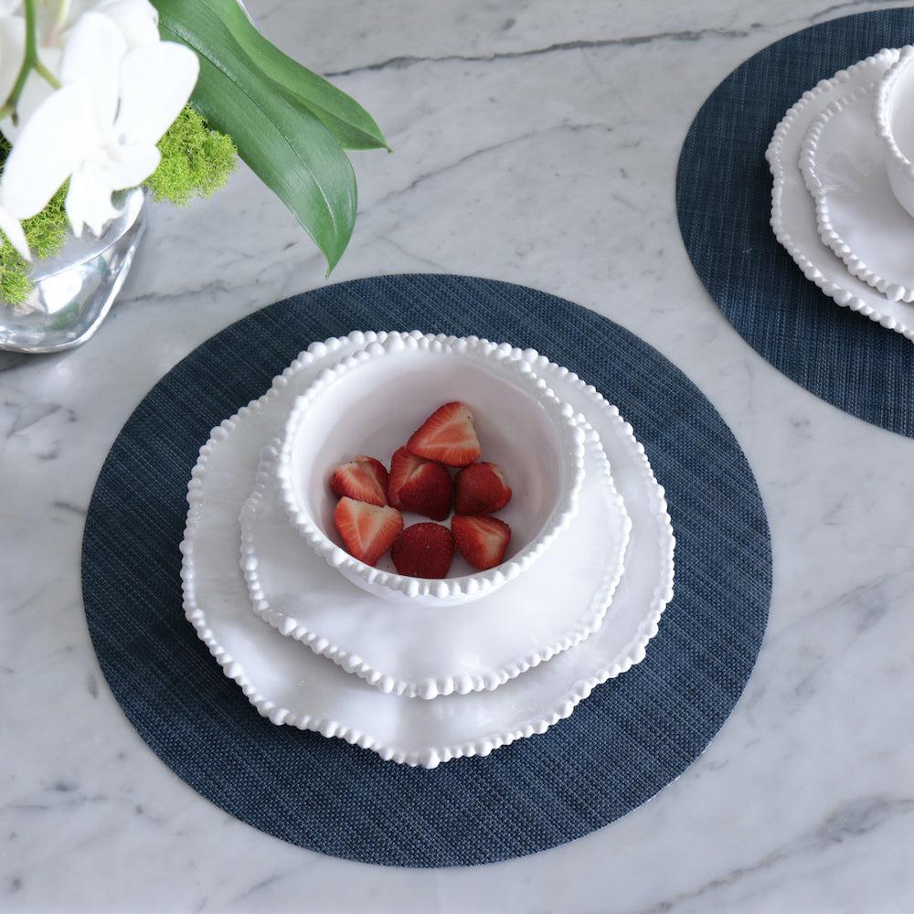 Vida Navy Round Woven Placemats Set of 4 - Placemat Detail | Bone & Brass