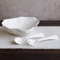 Vida Nube Large Salad Servers (White) - Set Top View | Bone & Brass
