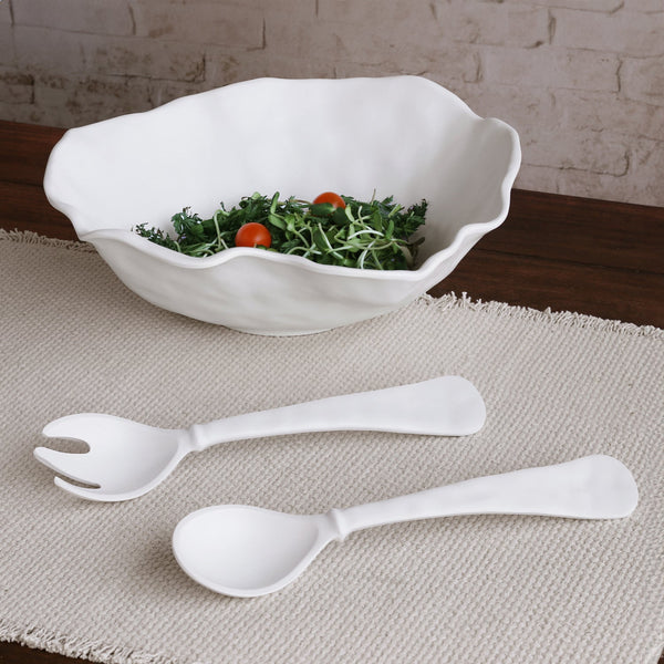 Vida Nube Large Salad Servers (White) - Set Detail | Bone & Brass