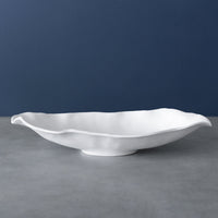 Vida Nube Medium Oval Bowl (White) - Bowl Top View | Bone & Brass