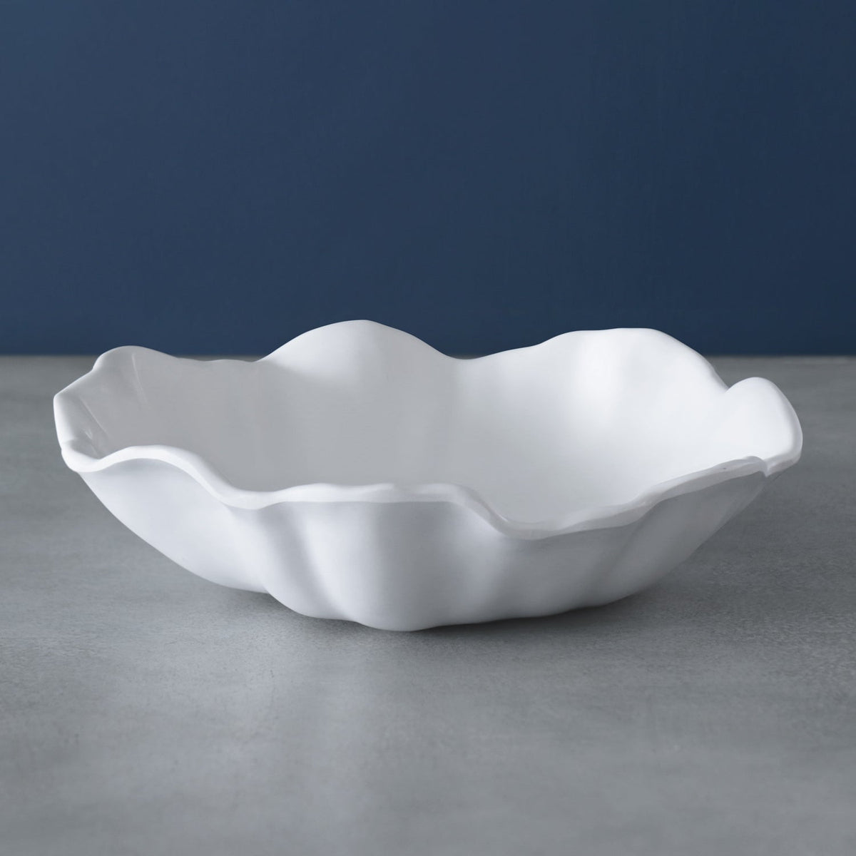 Vida Bloom Medium Wavy Bowl (White) - Bowl Top View | Bone & Brass