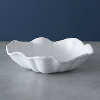 Vida Bloom Medium Wavy Bowl (White) - Bowl Top View | Bone & Brass