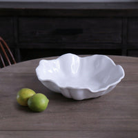 Vida Bloom Medium Wavy Bowl (White) - Bowl Side View | Bone & Brass