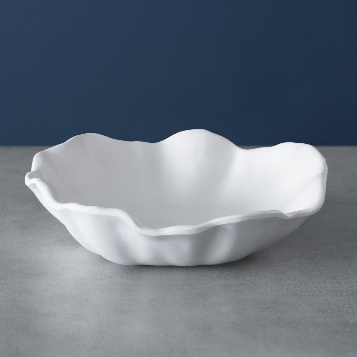 Vida Bloom Medium Wavy Bowl (White) - Bowl View | Bone & Brass
