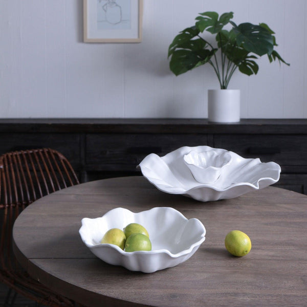Vida Bloom Medium Wavy Bowl (White)