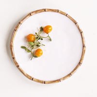 Vida Natural Bamboo & White 9" Salad Plate Set of 4 - Plate Side View | Bone & Brass
