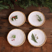 Vida Natural Bamboo & White 9" Salad Plate Set of 4 - Plate Top View | Bone & Brass